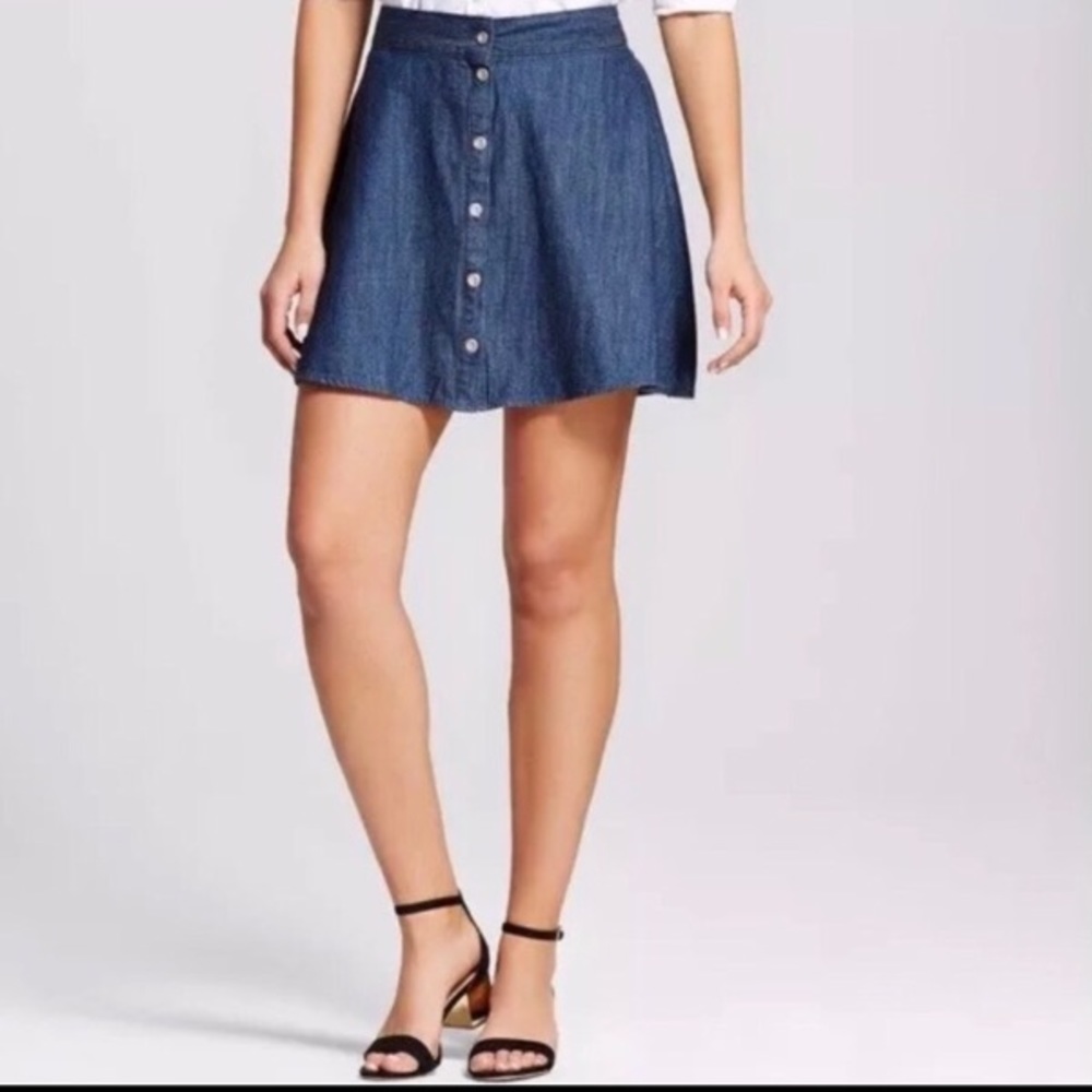 Blue Chambray Mini Skirt  SZ S/M/L denim mini